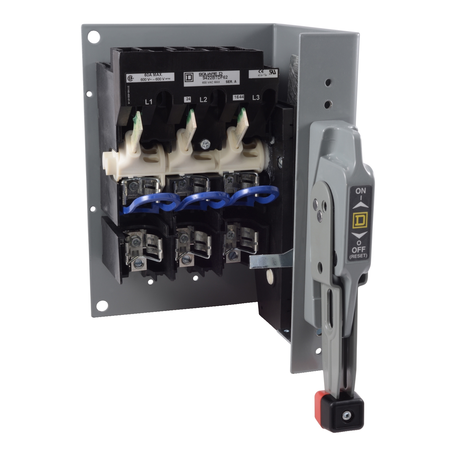 Schneider Electric Fusible Disconnect Switch; 3-Pole; 60A; Class J Fuse; Fixed Depth; Lever; UL 98